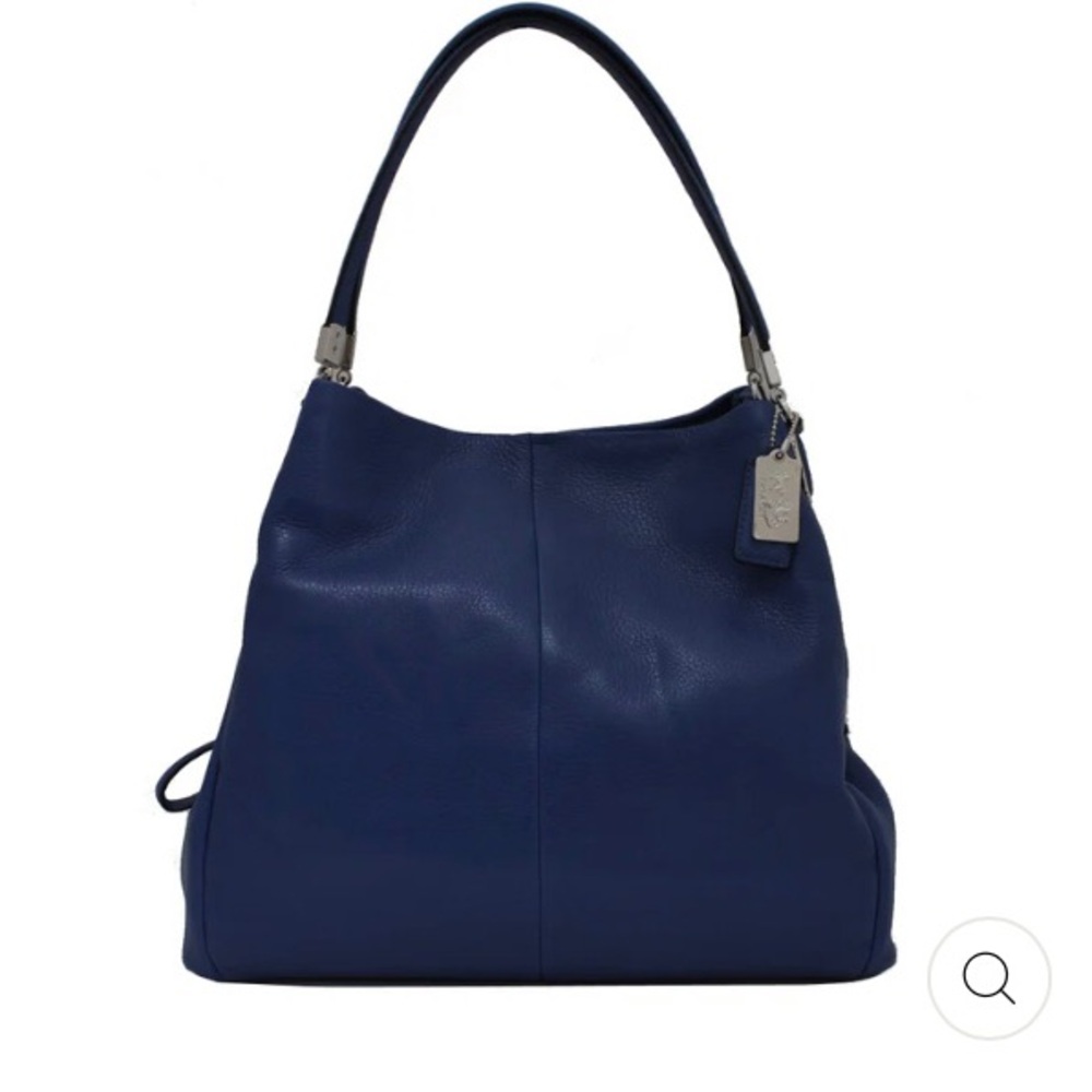 Coach Phoebe Small Shoulder Bag Pebbled Leather Genuine Multicompartment Blue